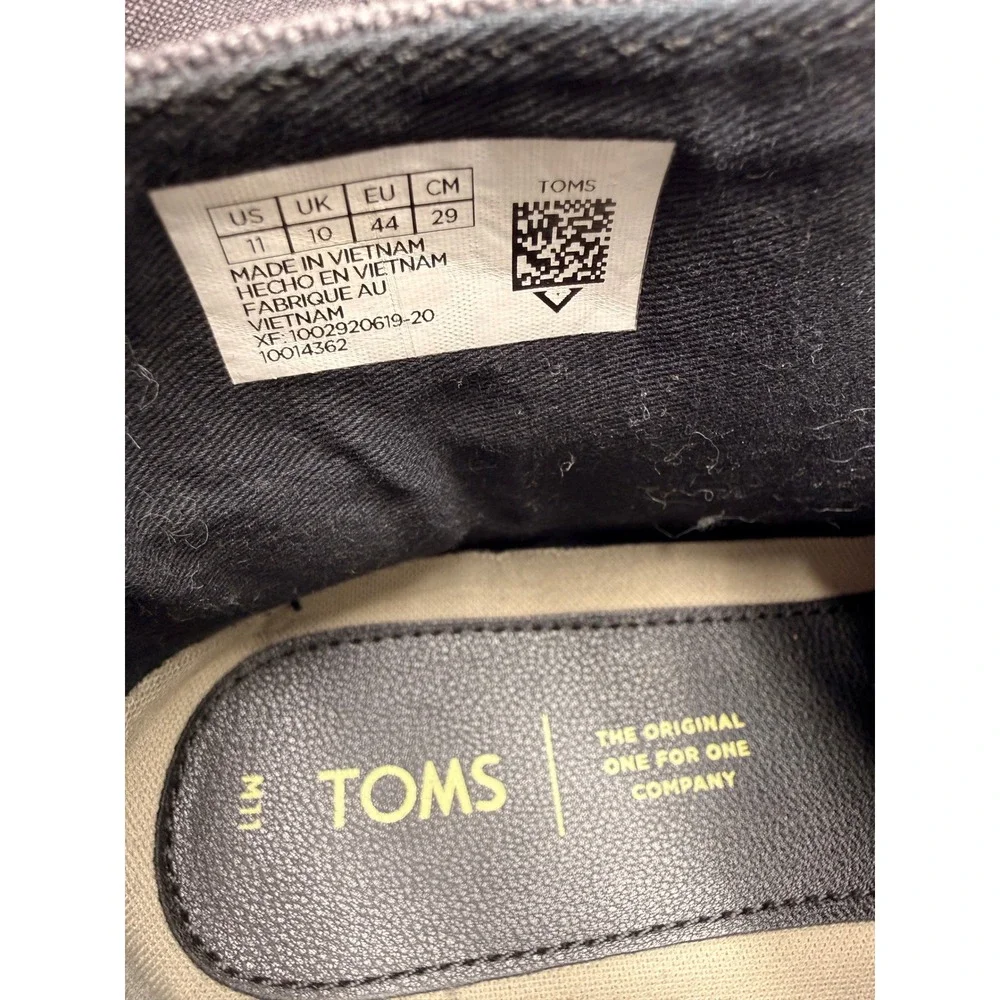 TOMS Mens Chukka Boots Charcoal Gray Canvas Whipstitch Moc Toe Size 11 10014362